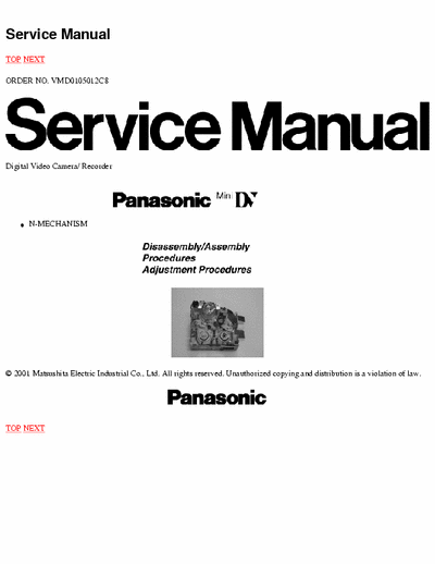 Panasonic Mini DV N-Mechanism Service Manual - Disassembly Assembly Procedures Adjustmant - (2.456Kb) PArt 1/2 - pag. 49